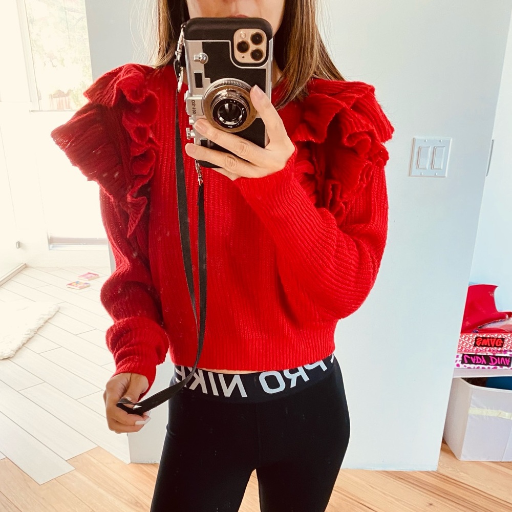 Vici Red Ruffled Sweater